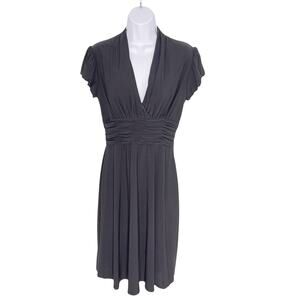 Evan Picone Ruched Waist Dress Black Short Sleeve 8